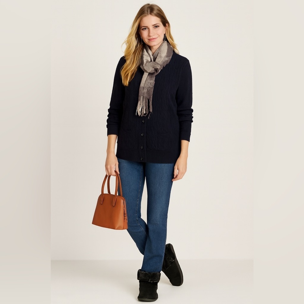 Zara Knit Button Up Cardigan Charcoal Grey Size Small